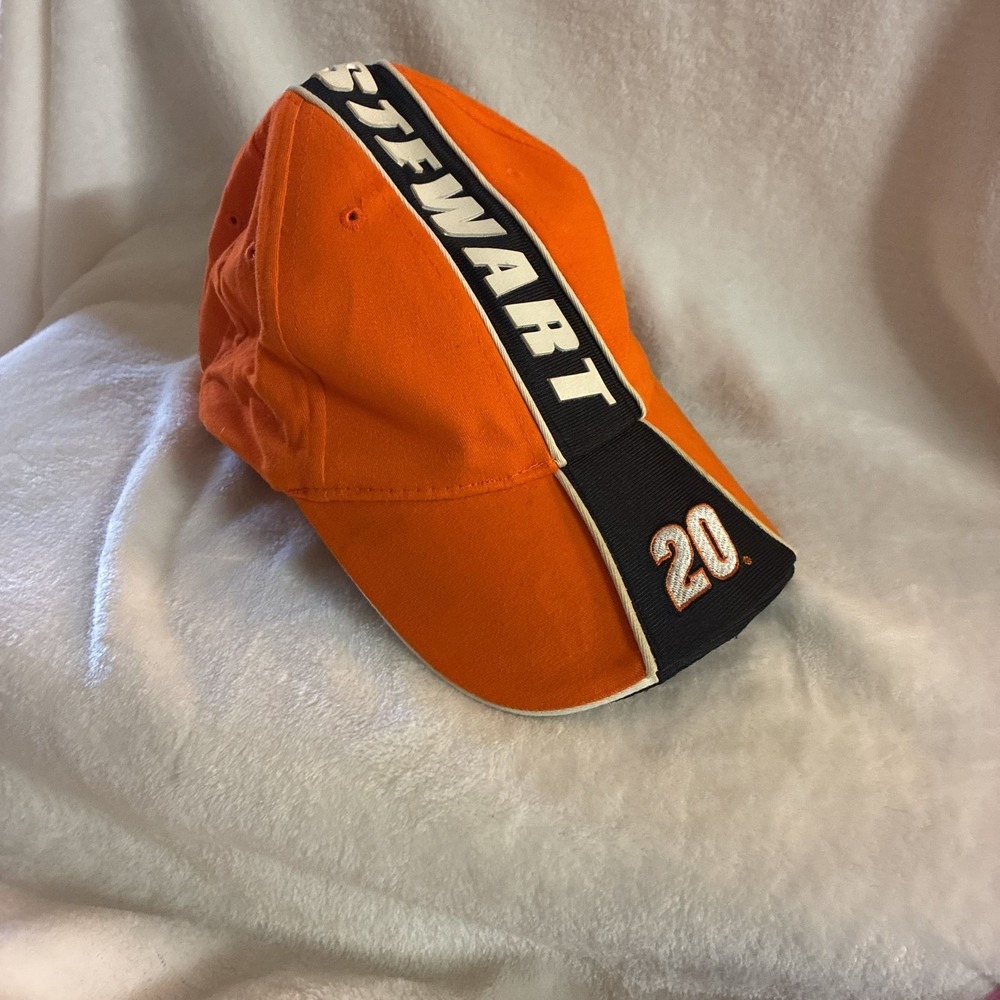 NASCAR Tony Stewart Hat Mens OSFM Orange Racing Stripe Number 20 Baseball Cap